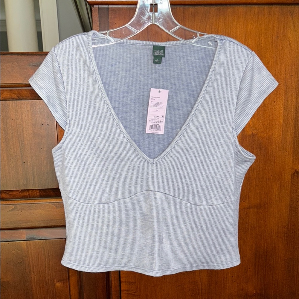 NWT Wild Fable Soft Ribbed V-Neck Cap Sleeve Top